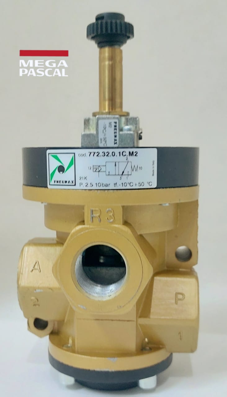 Pneumax 772.32.0.1C.M2 G1/2 3/2 Poppet Valve Sol/Spring N/C (Ext Pilot)